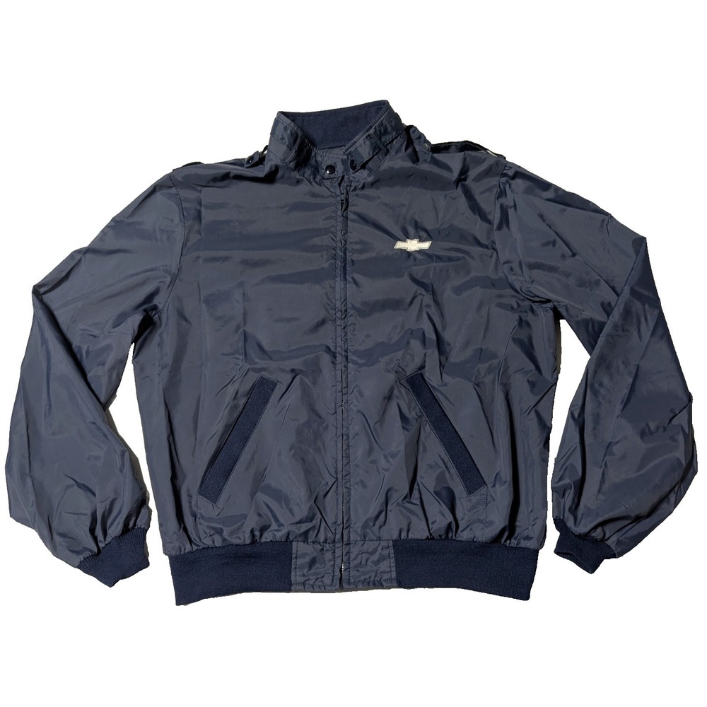 VTG CHEVROLET Men Medium? Navy Nylon Full Zip Northbilt Outerwear? Racer Jacket